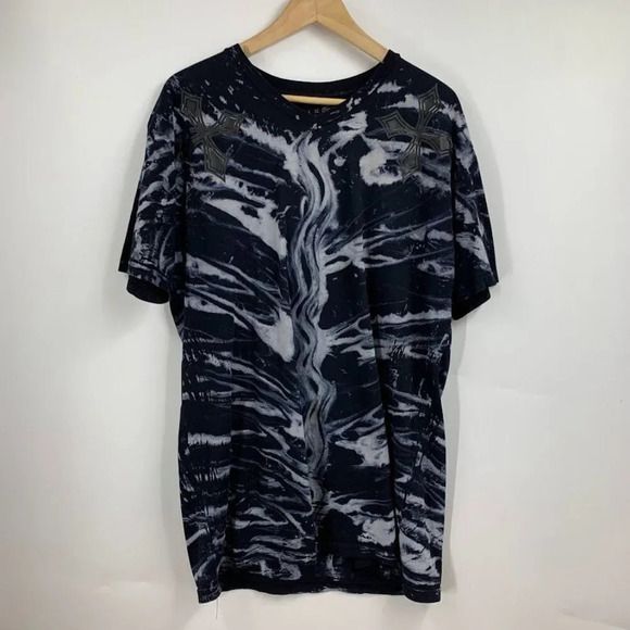 Affliction LA Men's Embroidered Skull Tie Dye Crew Neck Short Sleeve Size 2XL - Picture 1 of 14